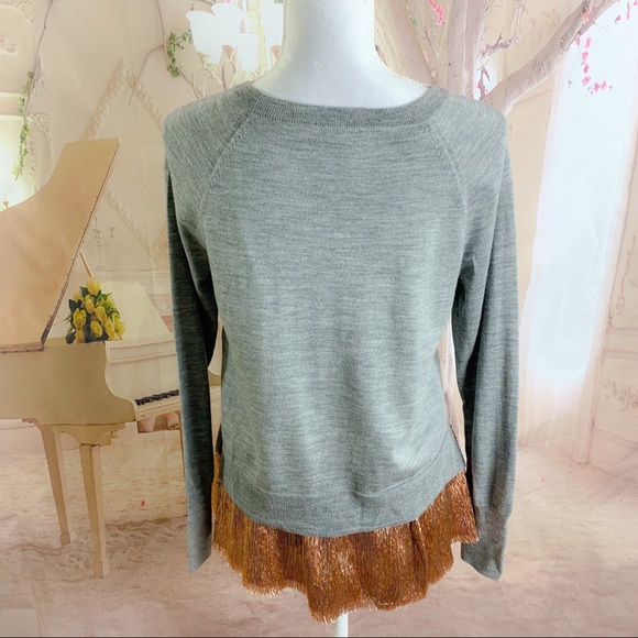 J Crew Crew Layered Lame Fringe Sweatshirt - Picture 8 of 12